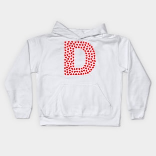 Letter D Heart Shape Initial Kids Hoodie